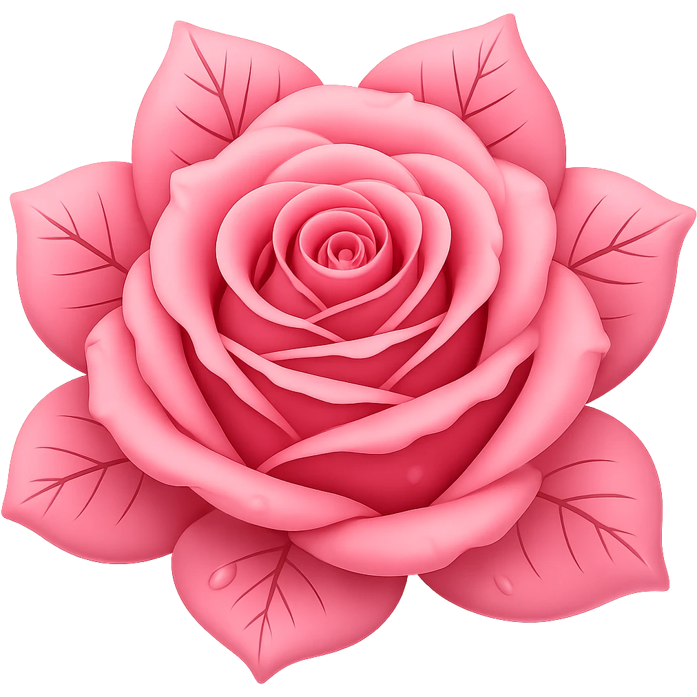 Make the blue icy rose pink in the style of emoji (apple style emojis). Remove the background. emoji