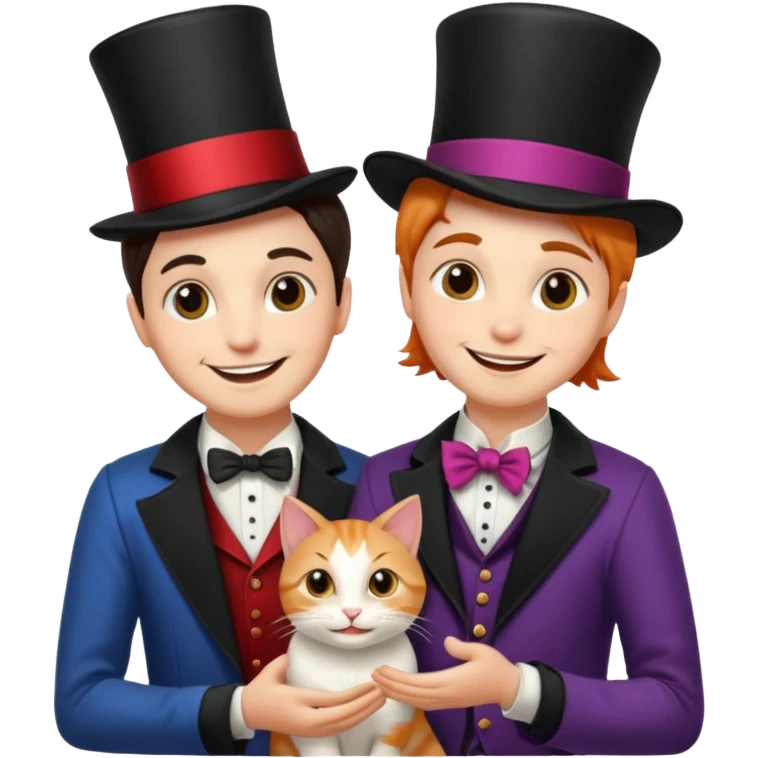magician couple and their pet cat emoji