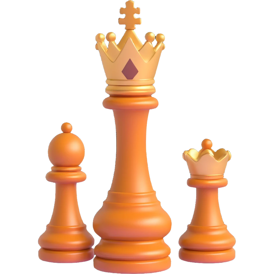 3D brown luxurious glossy chess king, no text emoji