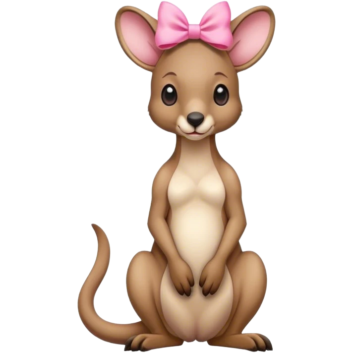 Cute kangaroo with a pink bow sitting down emoji