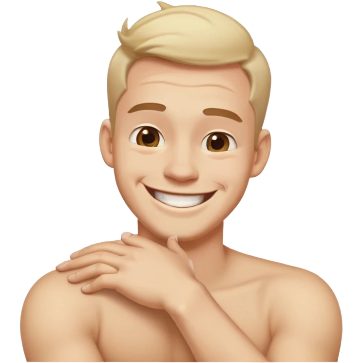 Arms crossed holding neck laughing guy  emoji