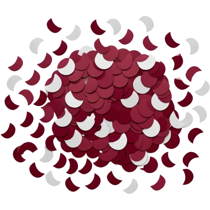 Burgundy and white confetti emoji