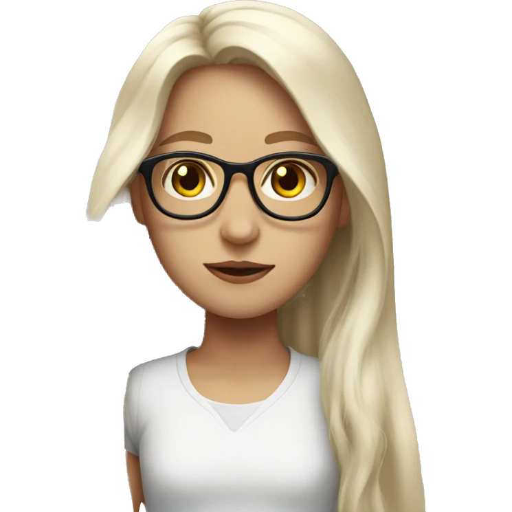 Girl white long hair red and glasses emoji