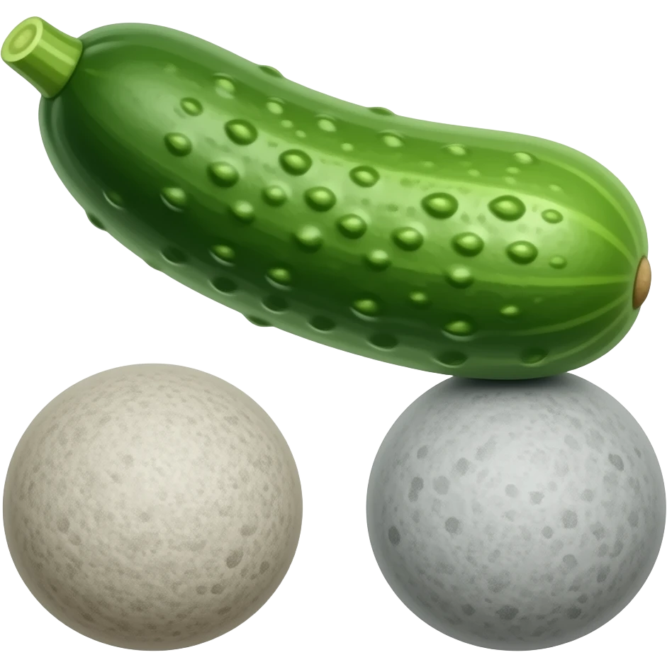 stone shaped like a cucumber with two spherical stones under it emoji