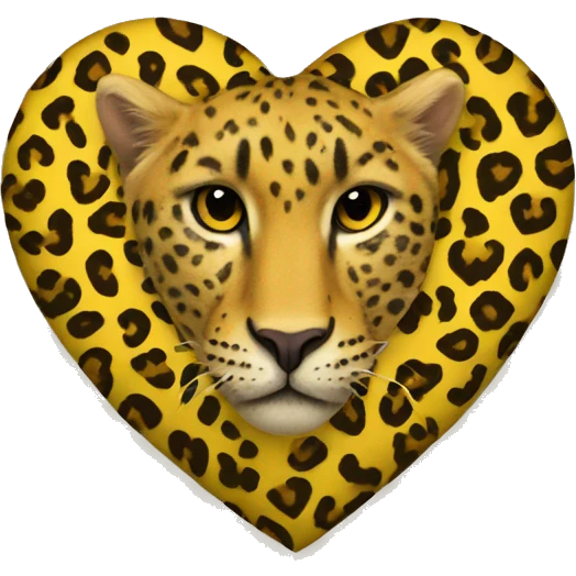 Yellow heart with a leopard emoji