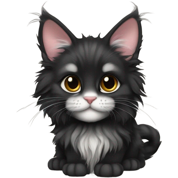 Black female maine coon kitten emoji