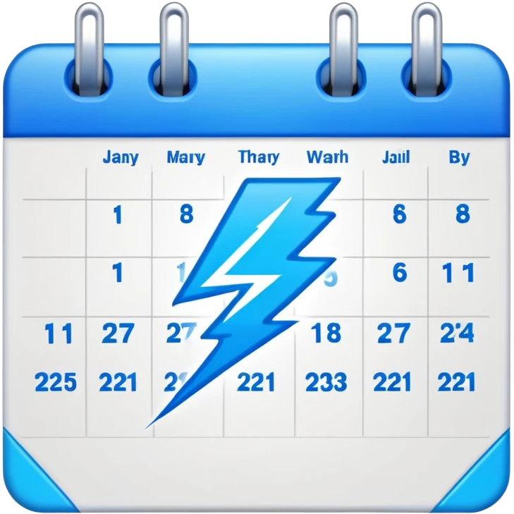 Calendar with two clashing lightning bolts emoji
