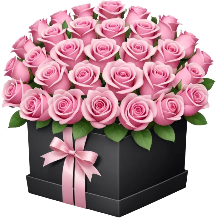 bouquet of pink 15 roses in a white box emoji