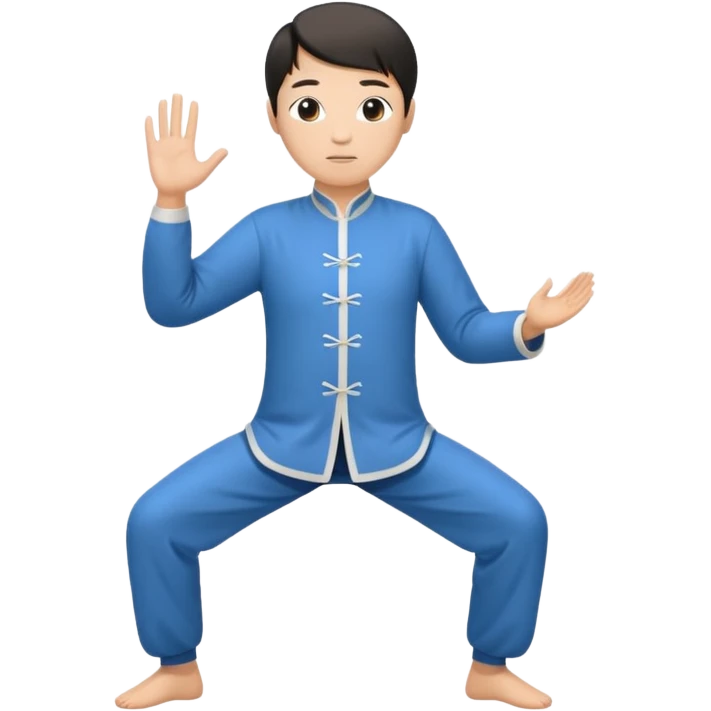 pratiquant de qi gong en position de l'arc, style simple emoji