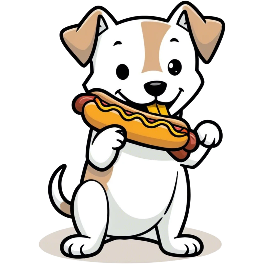 Dog eating hot dog emoji