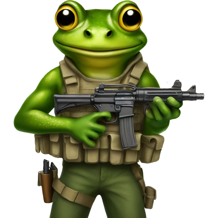Solider frog holding gun emoji