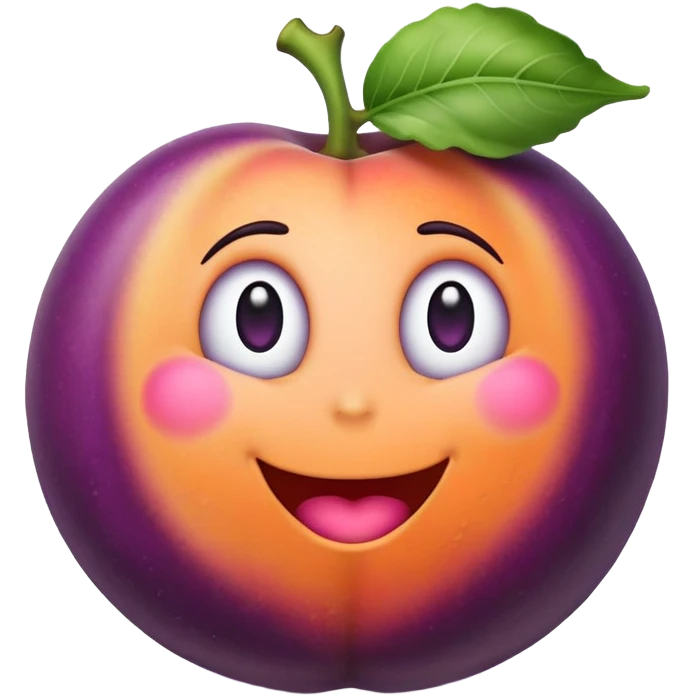 classic eggplant emoji inserted into the crack of a peach emoji, playful emoji