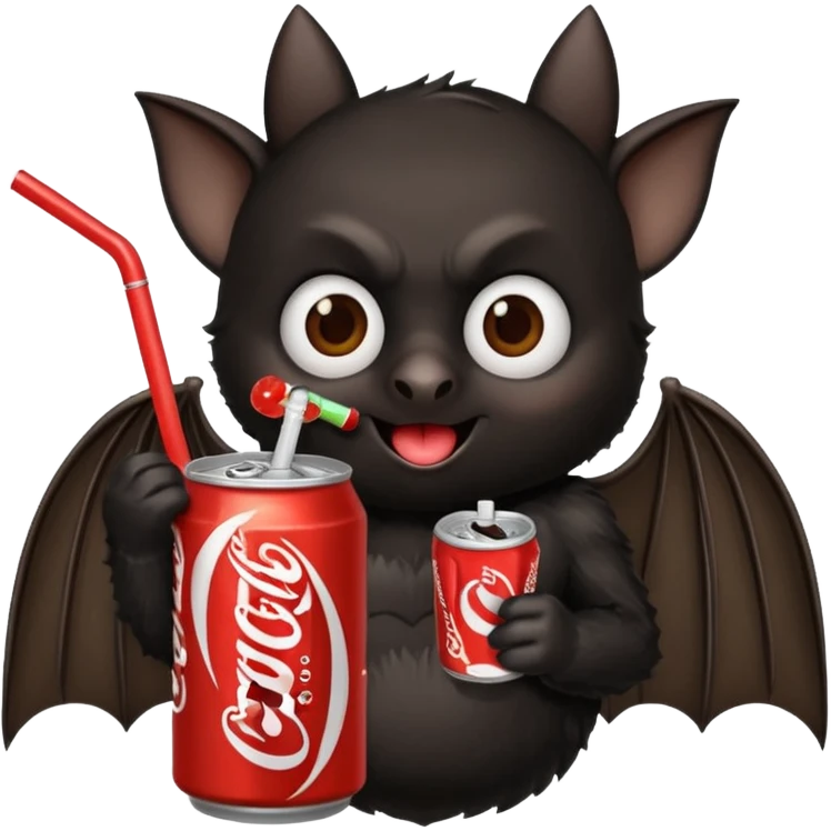 black bat drinkig soda emoji
