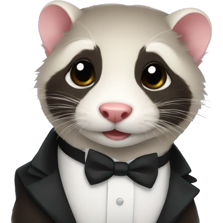 A ferret wearing a tuxedo emoji