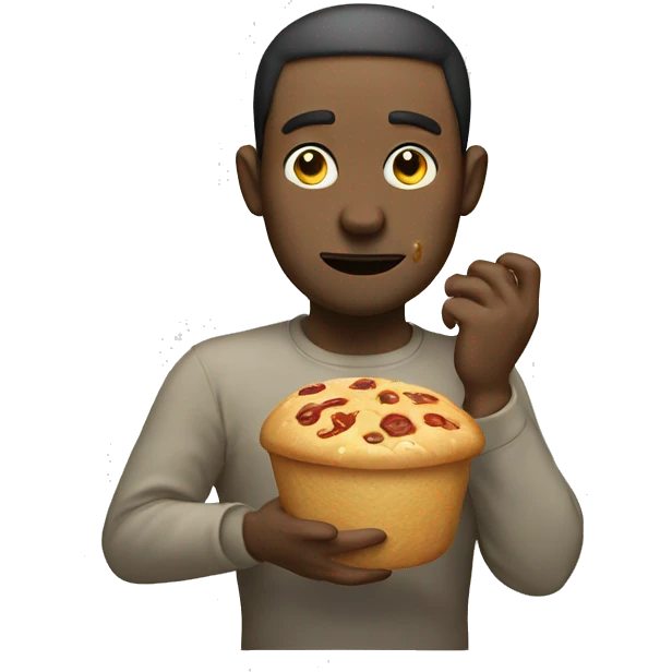 Man embaresed about eating emoji