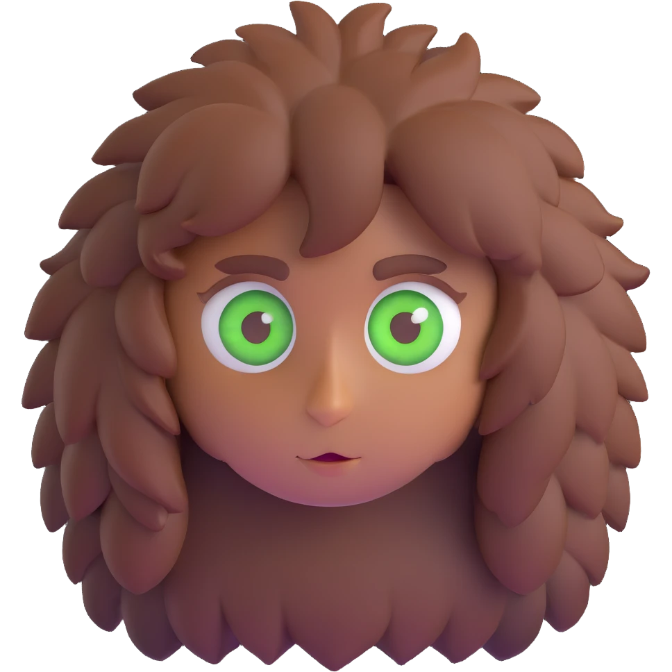 Johnny with brown semi-fluffy hair, one green eye and one brown eye emoji