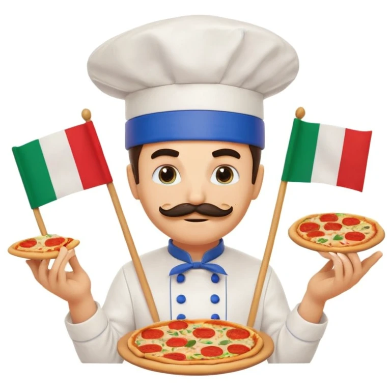 Meme-like Sonic the Hedgehog as an Italian chef, chef’s hat, mustache, pizza, spaghetti, busy colorful Italian background with Pisa, flags, pasta, red-checkered patterns, cartoonish and vibrant, emoji style emoji
