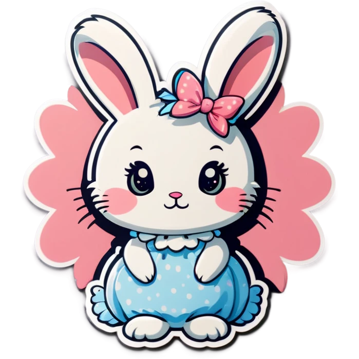 Cute feminine bunny with long eyelashes emoji