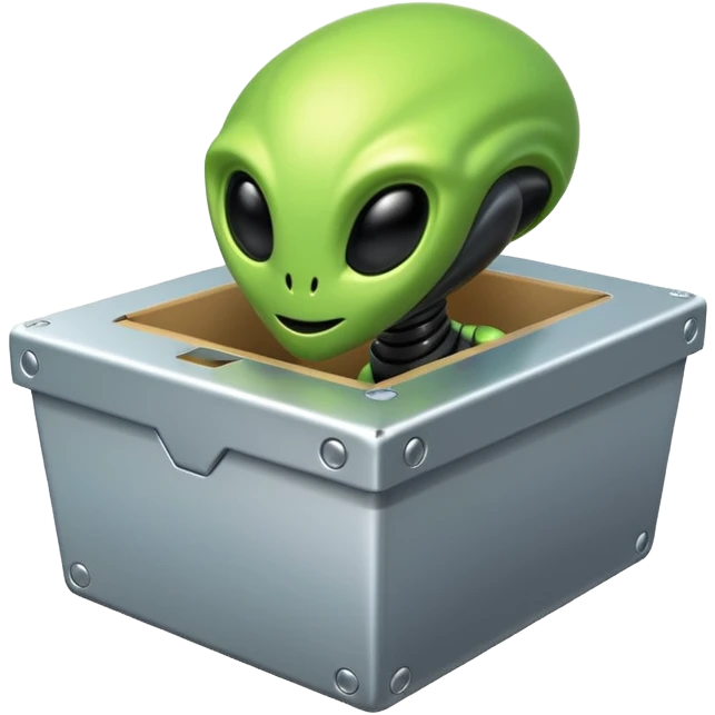 Alien spaceship beaming up a box emoji
