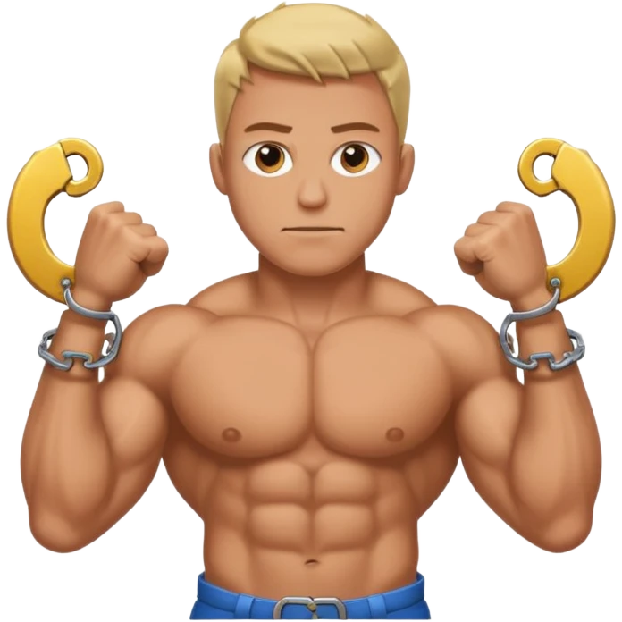 Flexing single bicep with handcuffs emoji