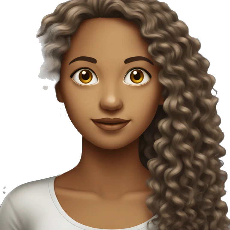 Realistic Brazilian young pretty women with a long curly hair  emoji