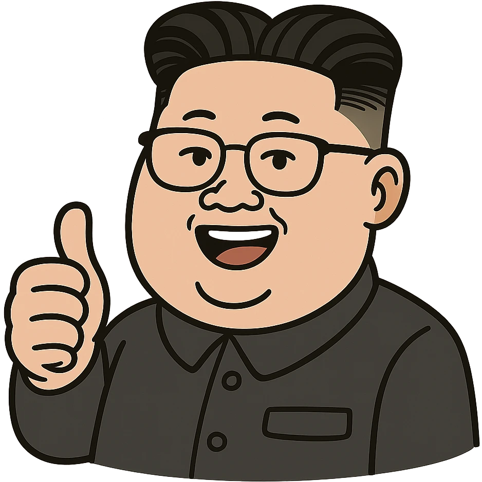 caricature emoji of Kim Jong-un giving thumbs up, cartoon style emoji