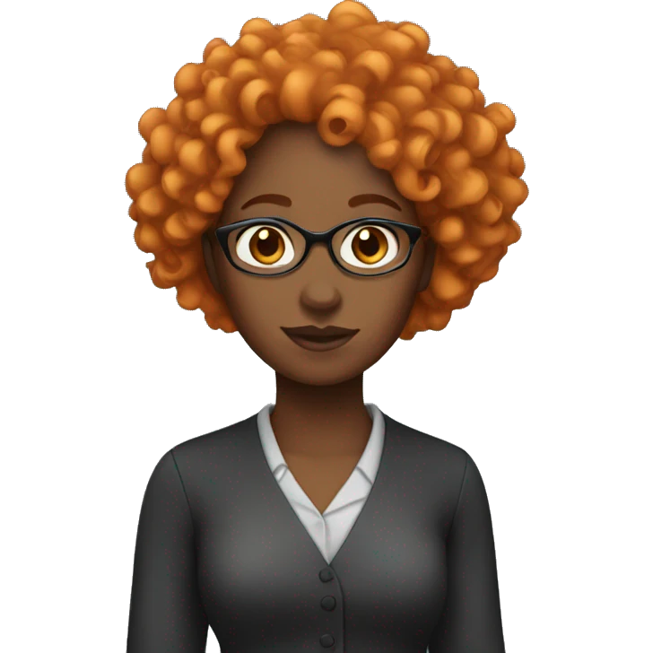 black woman, teacher with curly orange hair emoji