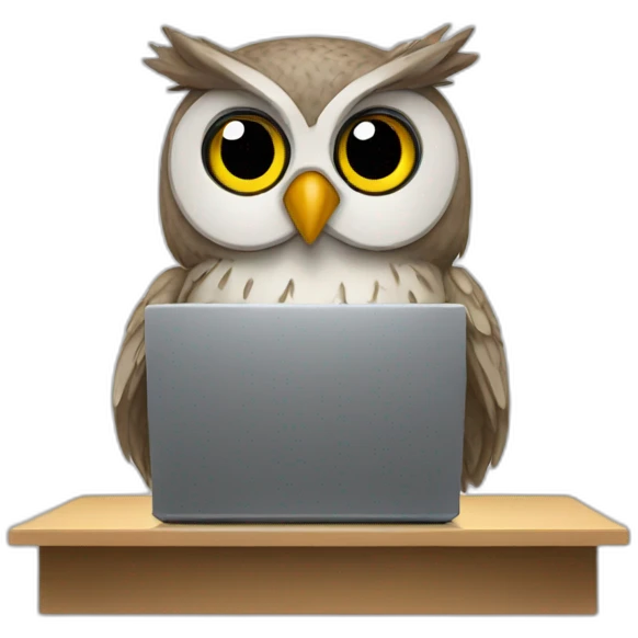 Owl working on a computer emoji
