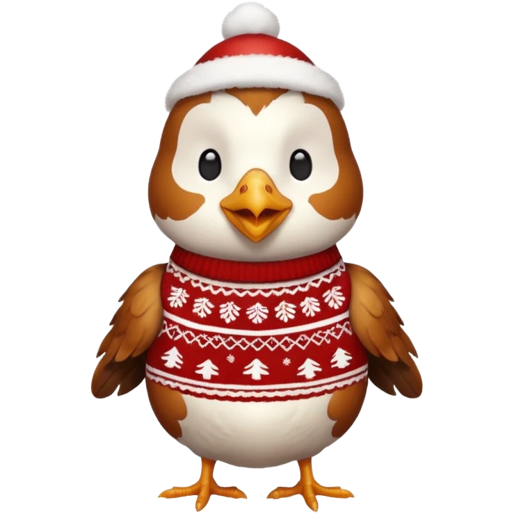 Chicken with a Christmas jumper emoji