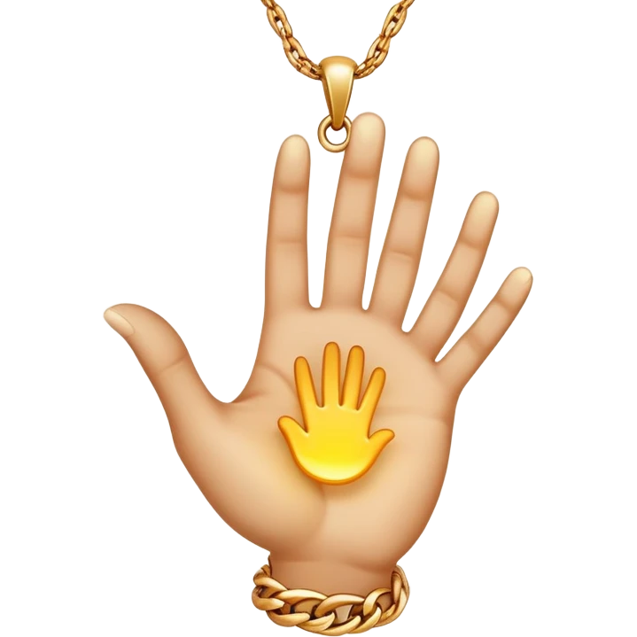 emojis for pendants with chains generally jewelry that is purposeful -- ethereal glowing hand palm lines-- 5 fingers reading palm 
 emoji