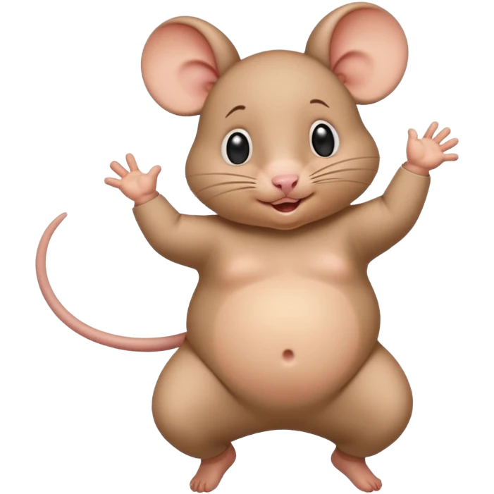 Fat baby dancing while twirling a rat above its head emoji