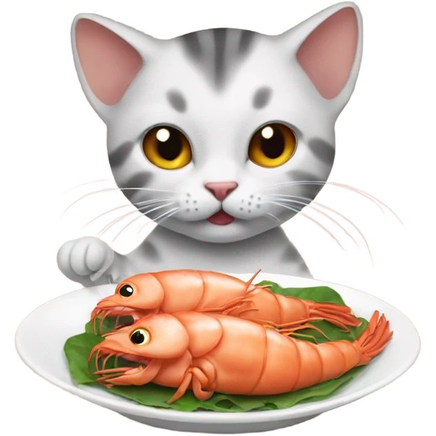 Cat eating prawns  emoji