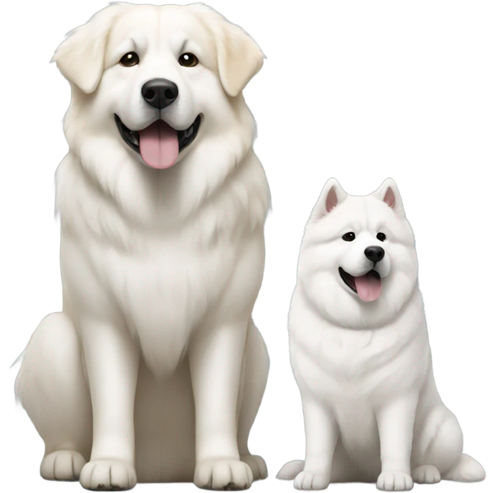 Great Pyrenees and Akita standing next to each other emoji