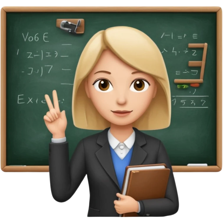 a classroom with a teacher and blackboard emoji