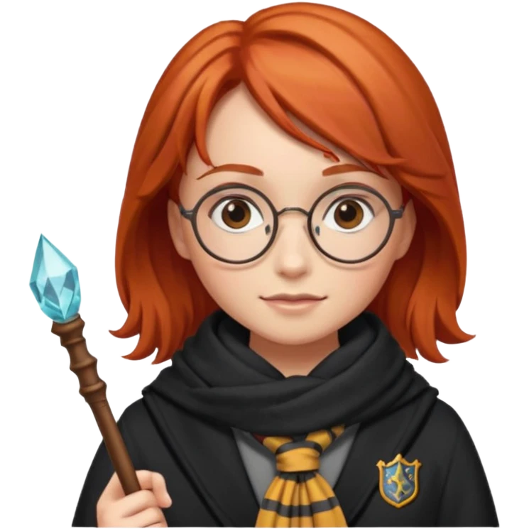 Red head girl dressed as Harry Potter emoji