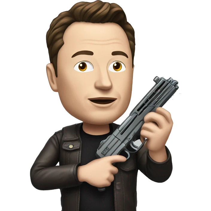elon musk with realistic toygun to viewer emoji