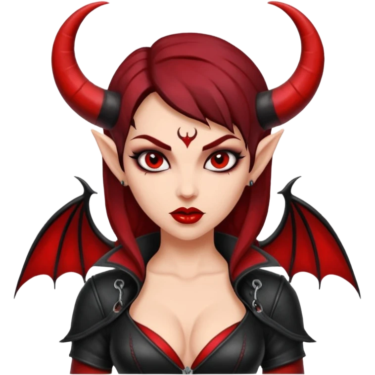 Lilith symbol seductress evil brow haired sexy succubus woman with leather on emoji