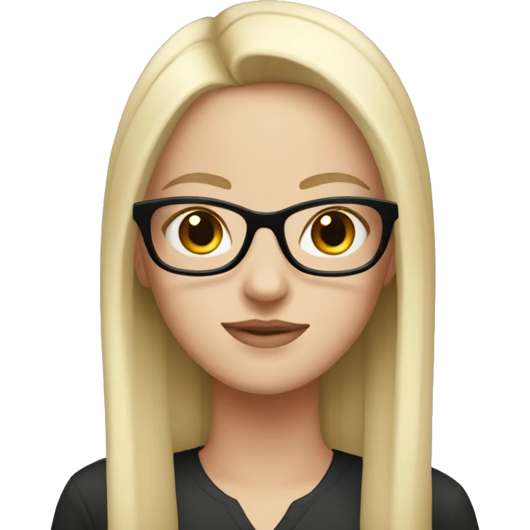 White girl with straight black hair, wearing eyeglasses  emoji