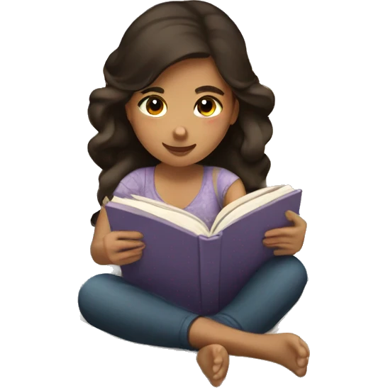 Hispanic girl laying in bed reading a book  emoji