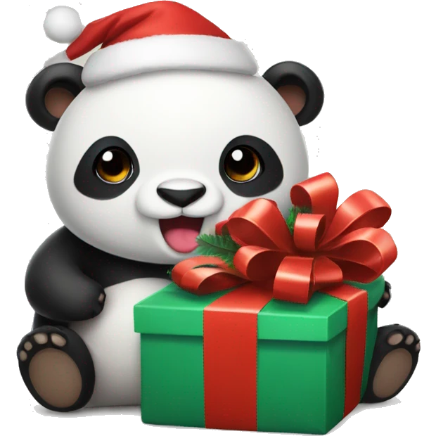 Panda with Christmas present  emoji