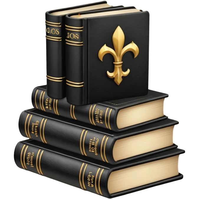 5 black gothic books on top emoji