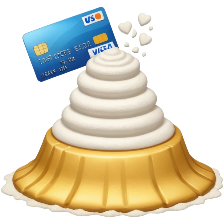 Emoji with a pile of flour and a credit card emoji