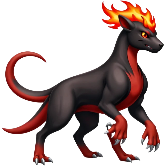 Badass cool shiny Houndoom-Charmeleon-Fakémon-hybrid-creature (full body)  emoji