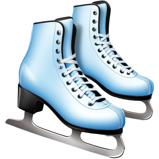 An icon showing a pair of elegant ice skates gliding across a smooth, frozen rink with snowflakes in the air. In the background, twinkling lights, winter trees, and cheering spectators create a festive atmosphere. Transparent background highlights the grace and charm of ice skating. emoji