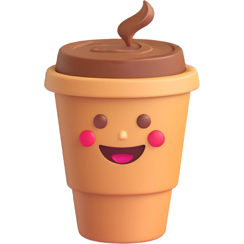 friendly smooth detailed coffee 3D emoji style emoji