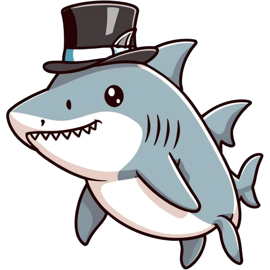 Shark with a top hat emoji