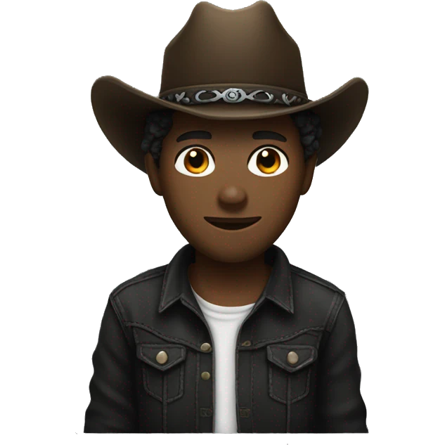 Lightskined dark face with a cowboy hat and black bandana emoji
