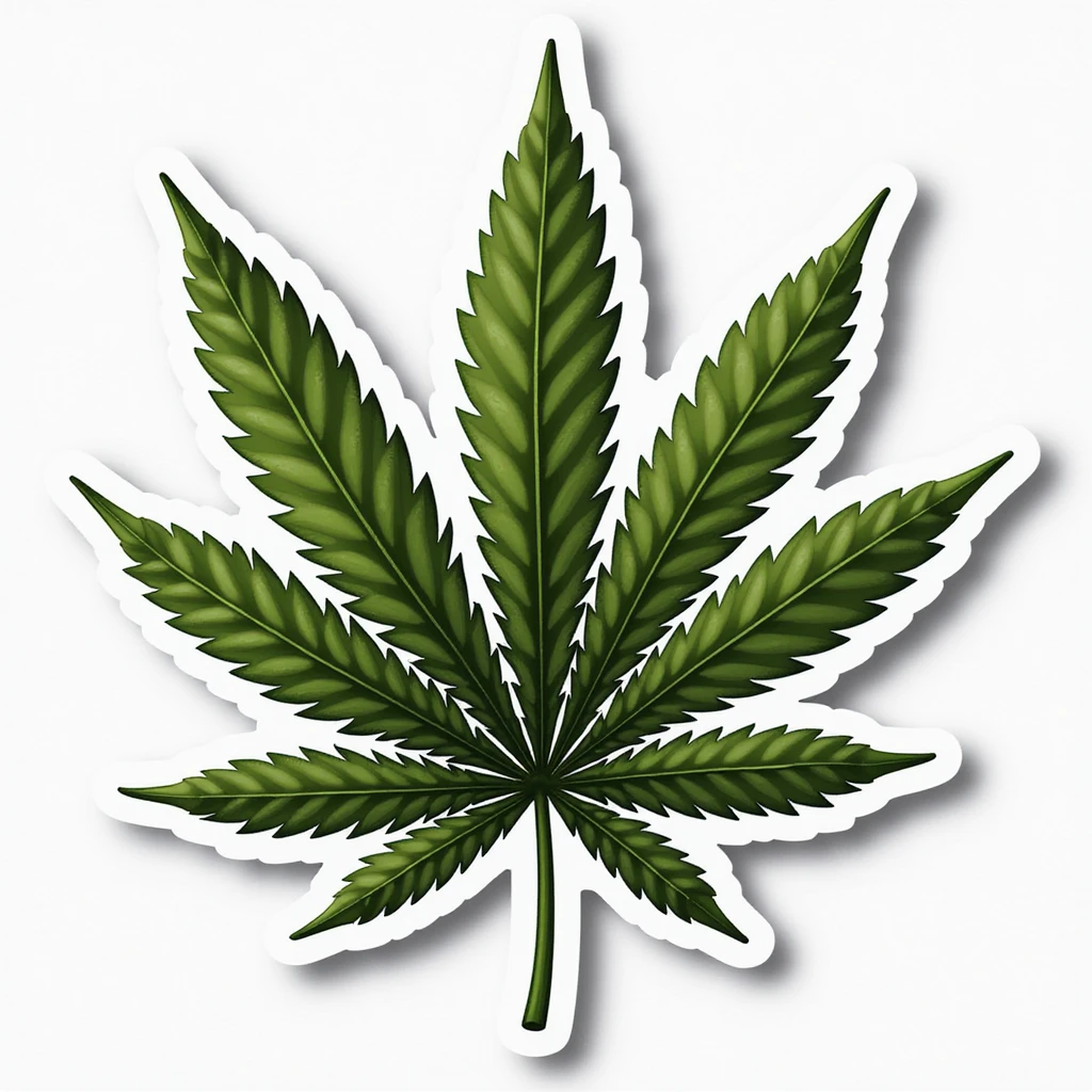 realistic sticker representing cannabis, photorealistic style, transparent background emoji