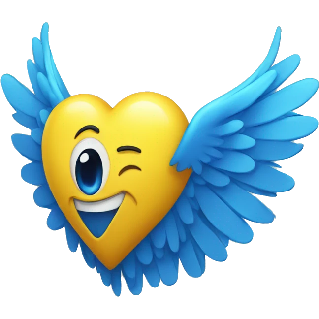 yellow heart with blue wings emoji