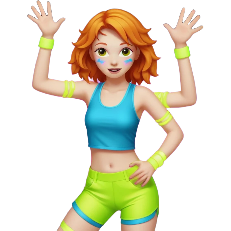 Ginger girl dancing at a rave emoji